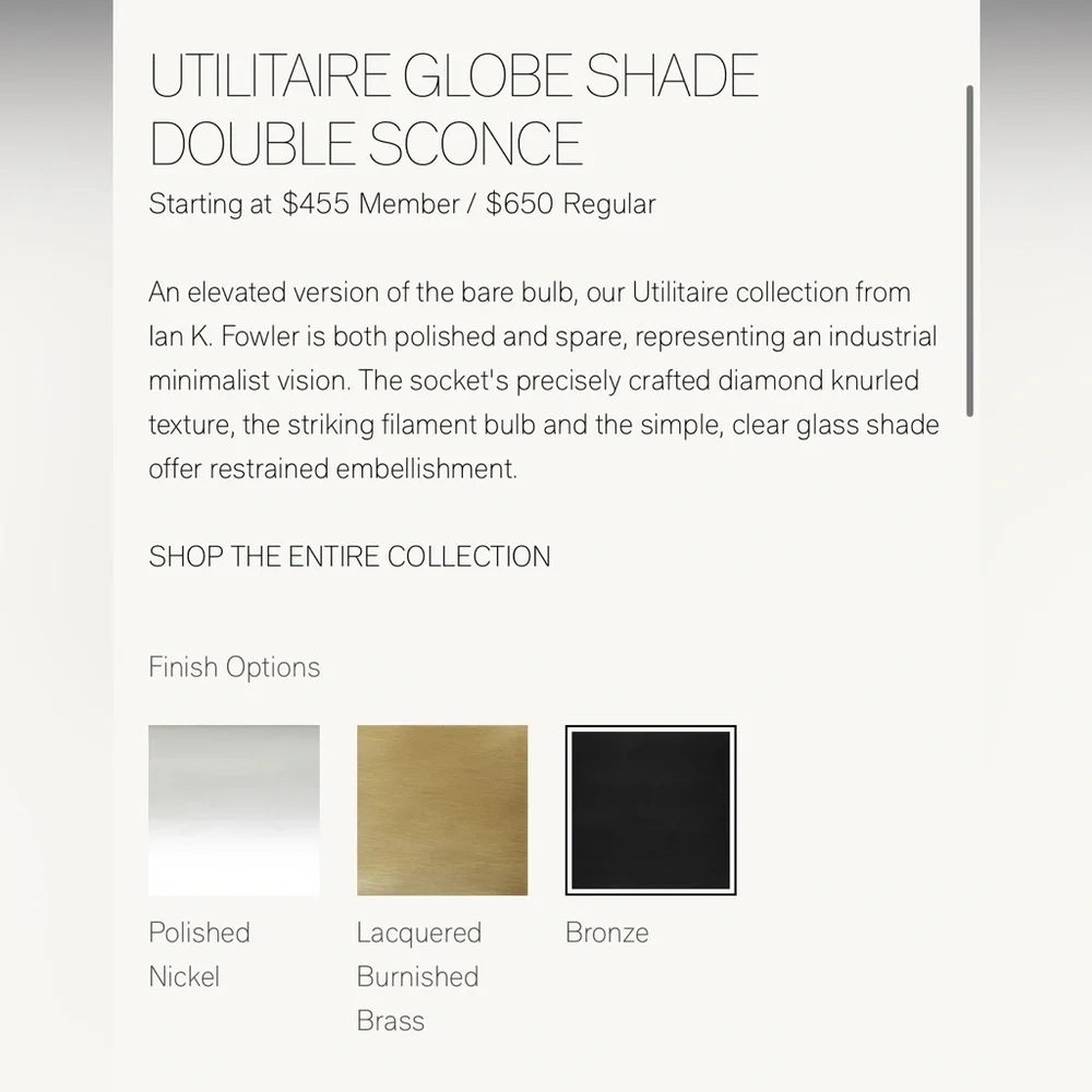 Restoration Hardware Utilitaire Globe Shade Double Sconce